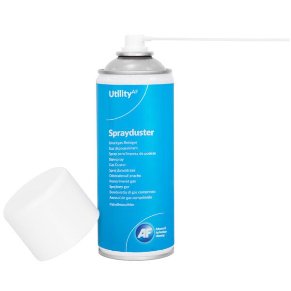 A Utility Sprayduster Non-Invertible, Flammable - 400ml ADU400UT spray bottle with a white lid.