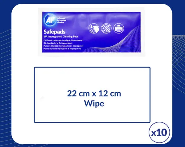 Safepads 2 x 12cm wipes - pack of 10.