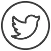 Ein Twitter-Logo in einem Kreis auf weißem Hintergrund.