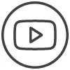 Ein YouTube-Symbol in einem Kreis auf weißem Hintergrund.