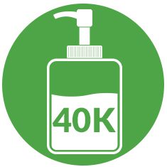 A bottle of soap with the word 40k on it.