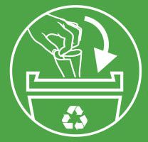 Ein Recycling-Symbol auf grünem Hintergrund.