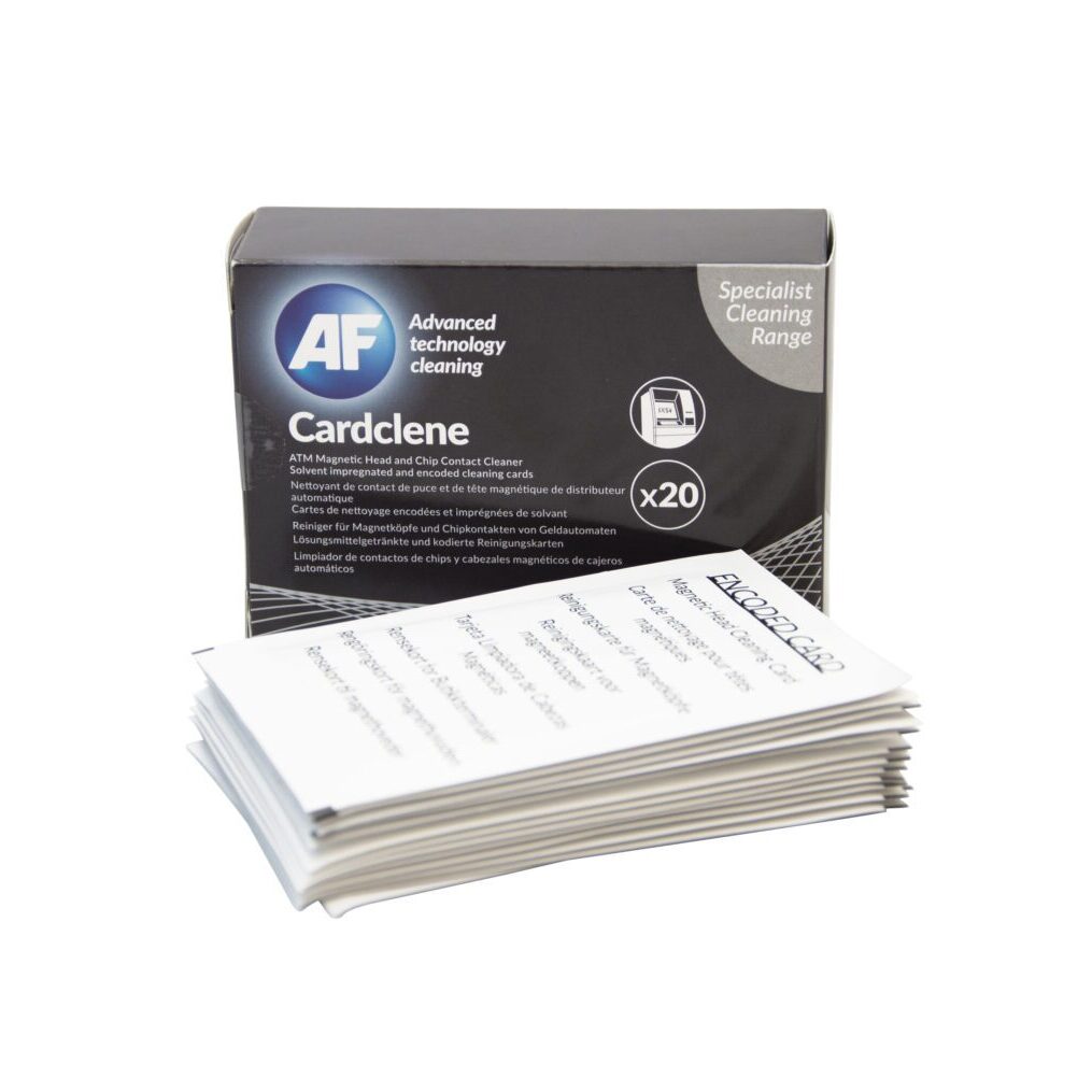 AF Cardclene – ATM-Magnetkopf- und Chipkontakt-Reinigungskarten – x20 CCE020C in einer Box.