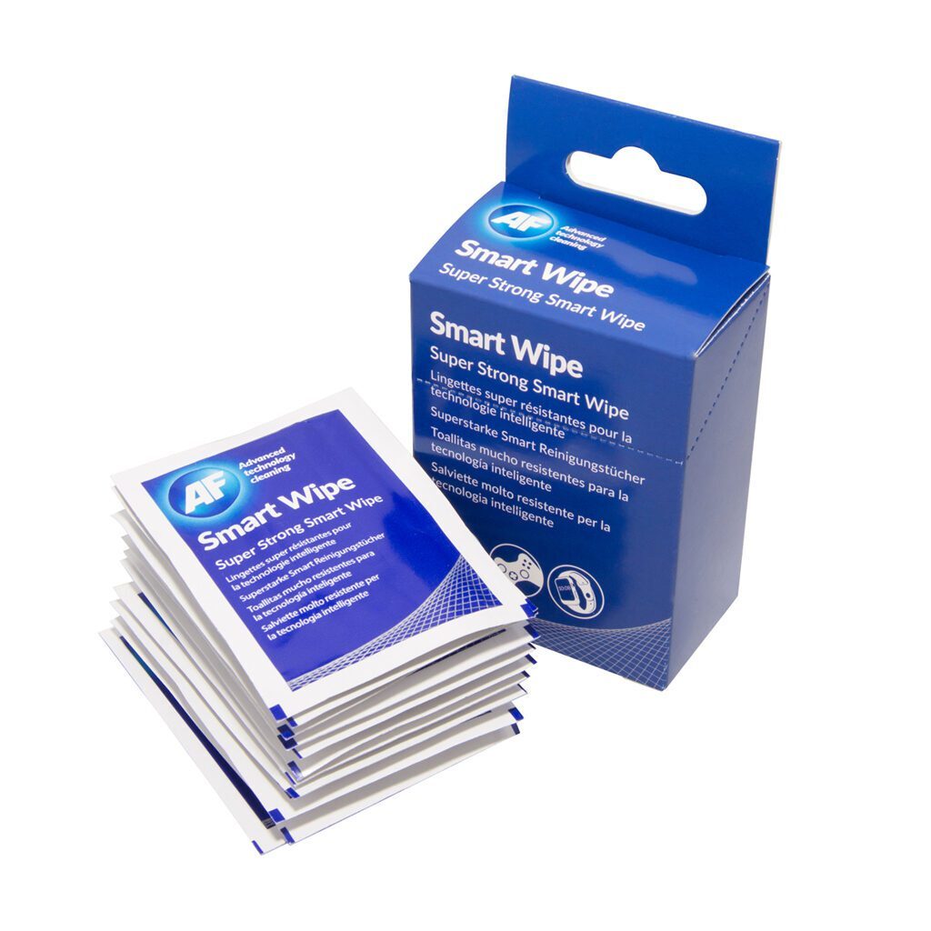 Un paquet de Smart Wipes - Lingettes sèches réutilisables pour le nettoyage des lentilles et des écrans - x10 SMARTWIPE10 dans une boîte.